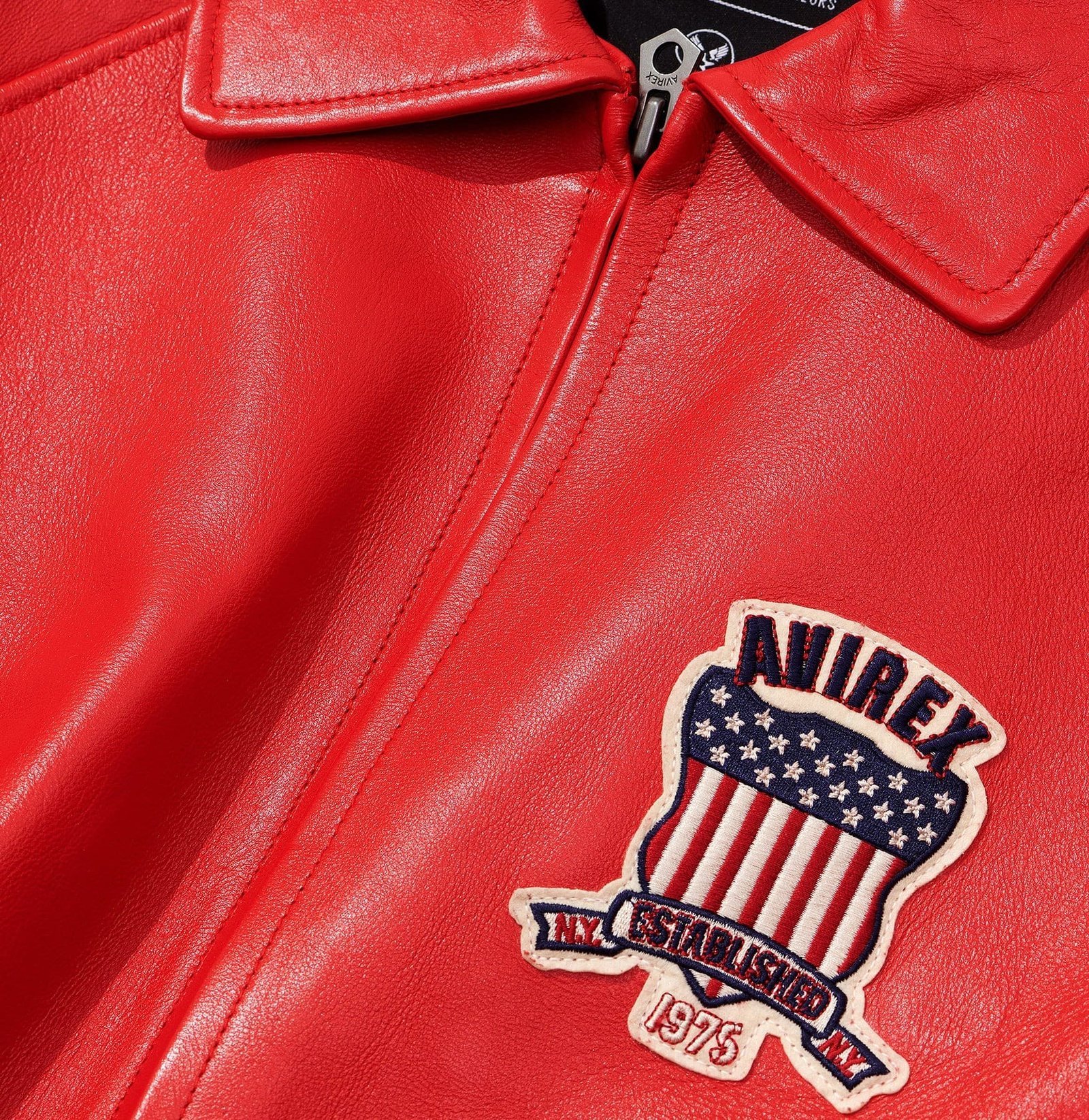 Avirex Leather Jacket Salvage Red - Image 6