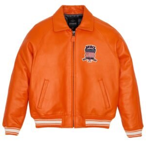 Avirex Icon Leather Jacket In Orange