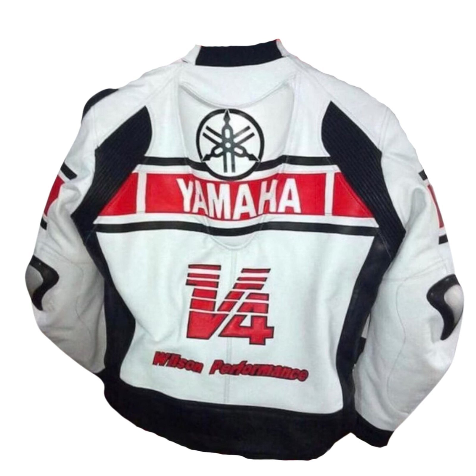 Yamaha Racing Leather Jacket White, Red & Black - Image 2