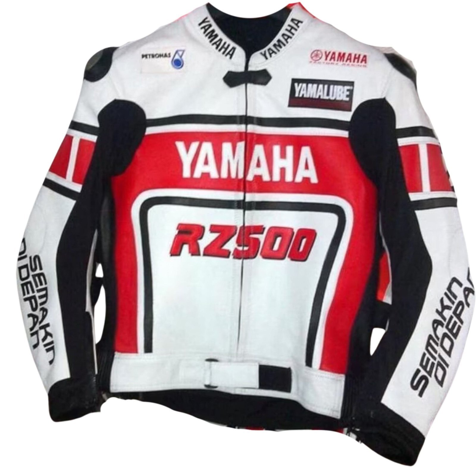Yamaha Racing Leather Jacket White, Red & Black