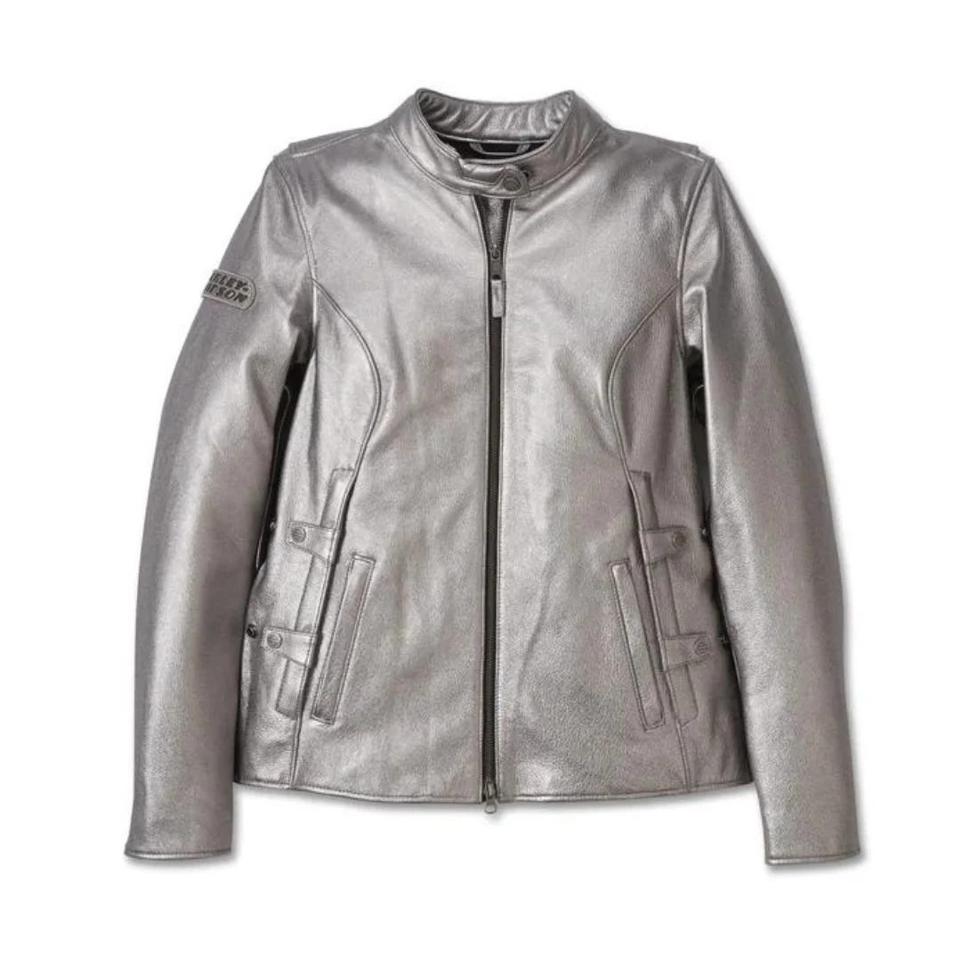 Harley Women’s Paradigm Triple Vent System 2.0 Leather Jacket Gun Metal