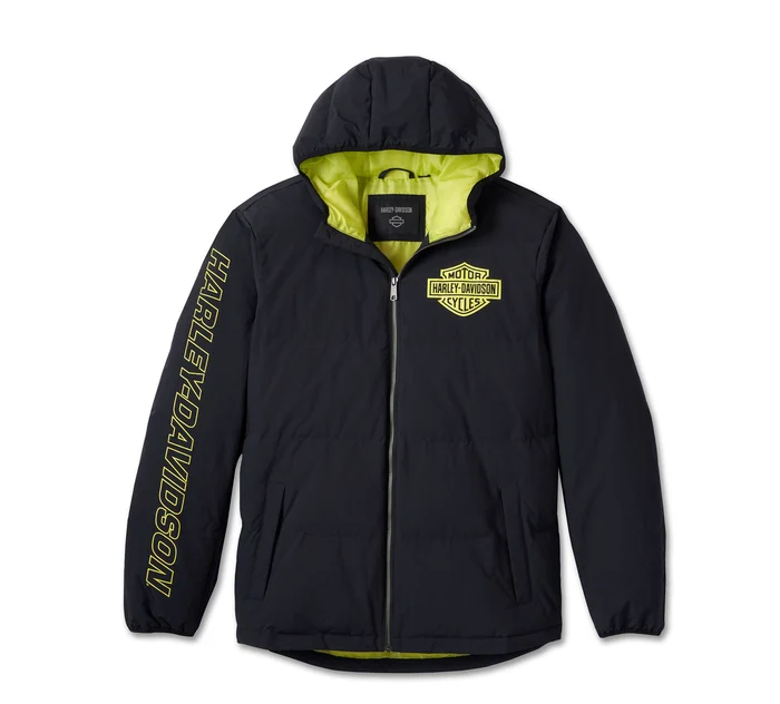 Men's Bar & Shield Hooded Puffer - Black Beauty
