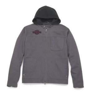 Men's Block Font Removable Hood Jacket