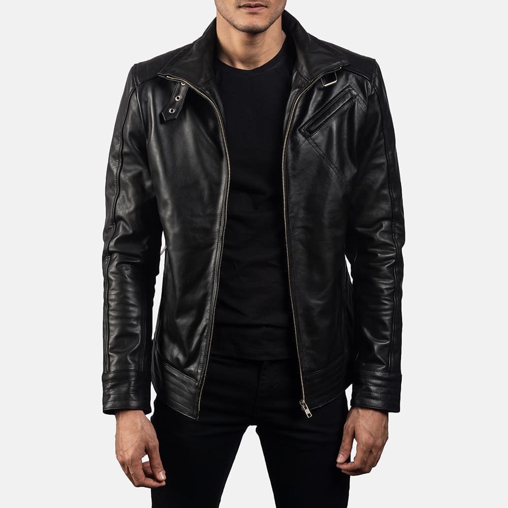Legacy Black Leather Biker Jacket - Image 3