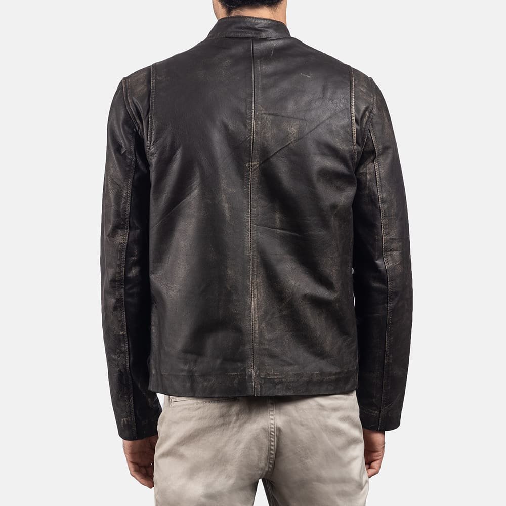 Rustic Leather Biker Jacket - Image 12