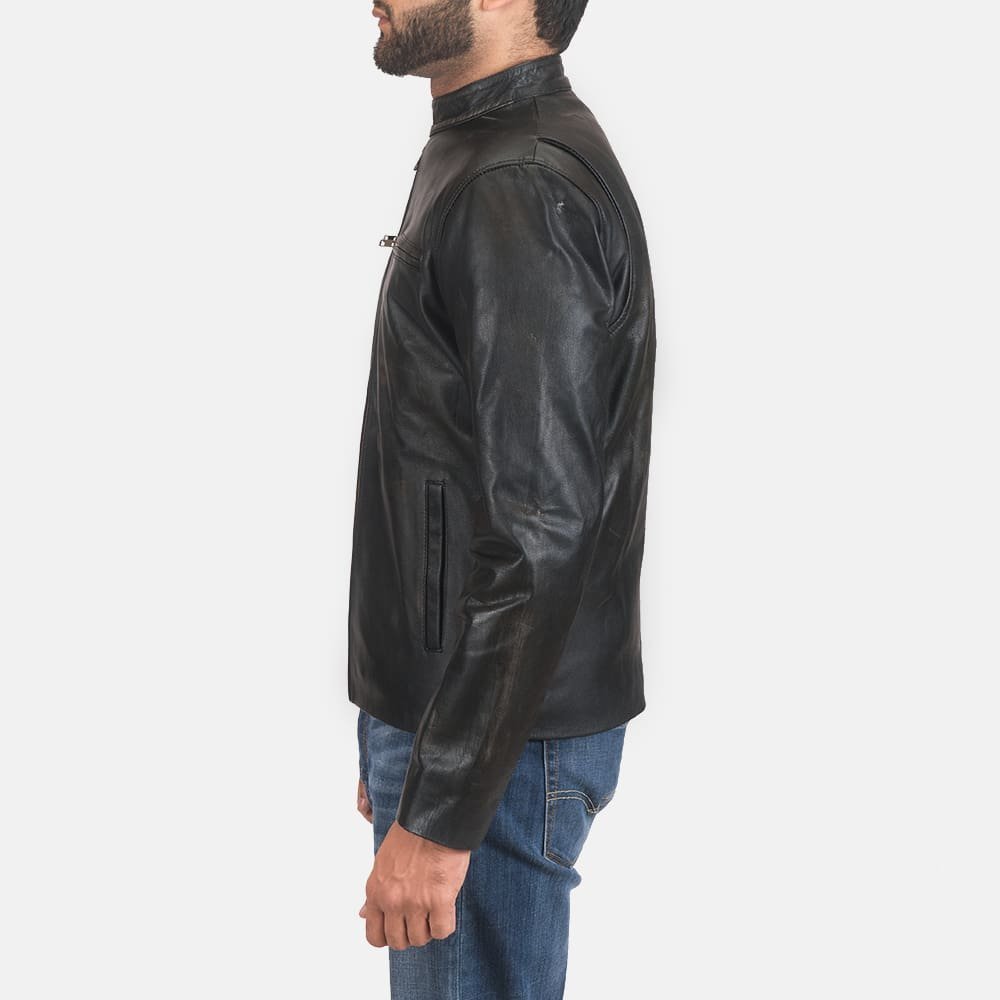 Rustic Leather Biker Jacket - Image 6
