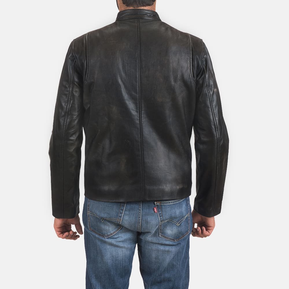Rustic Leather Biker Jacket - Image 2