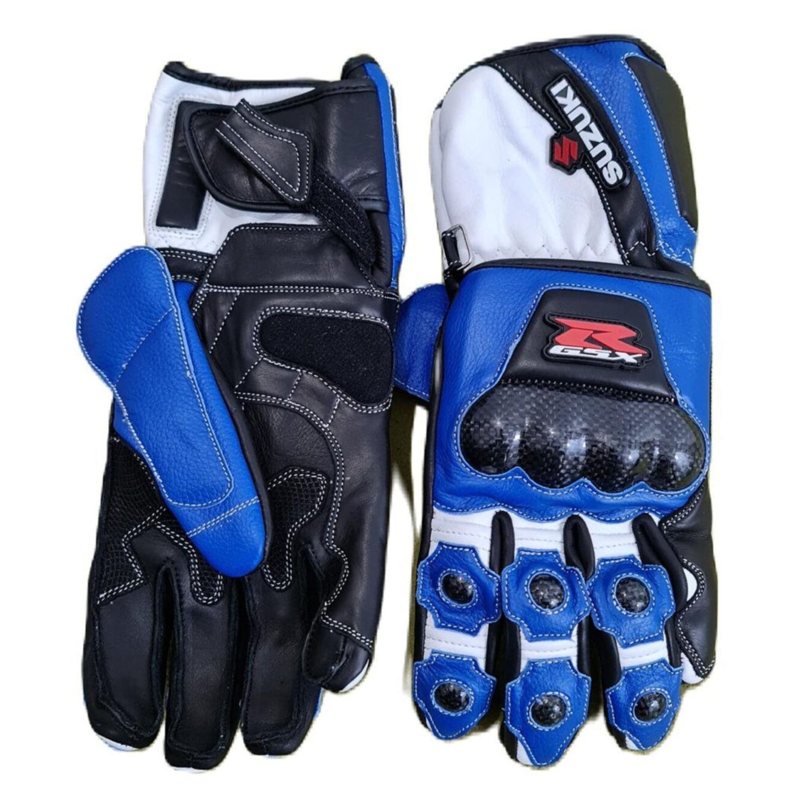 Suzuki Gsxr Motorbike Racing Leather Gloves - Image 2