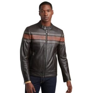 Dale Retro Striped Leather Jacket
