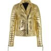 Gold Leather Jacket Women