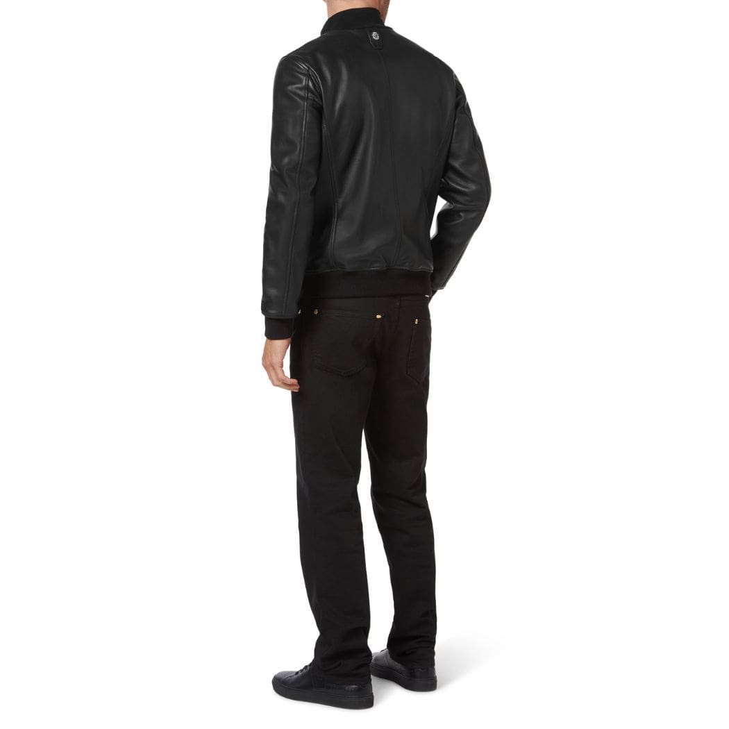 Billionaire High Collar Leather Bomber - Image 2