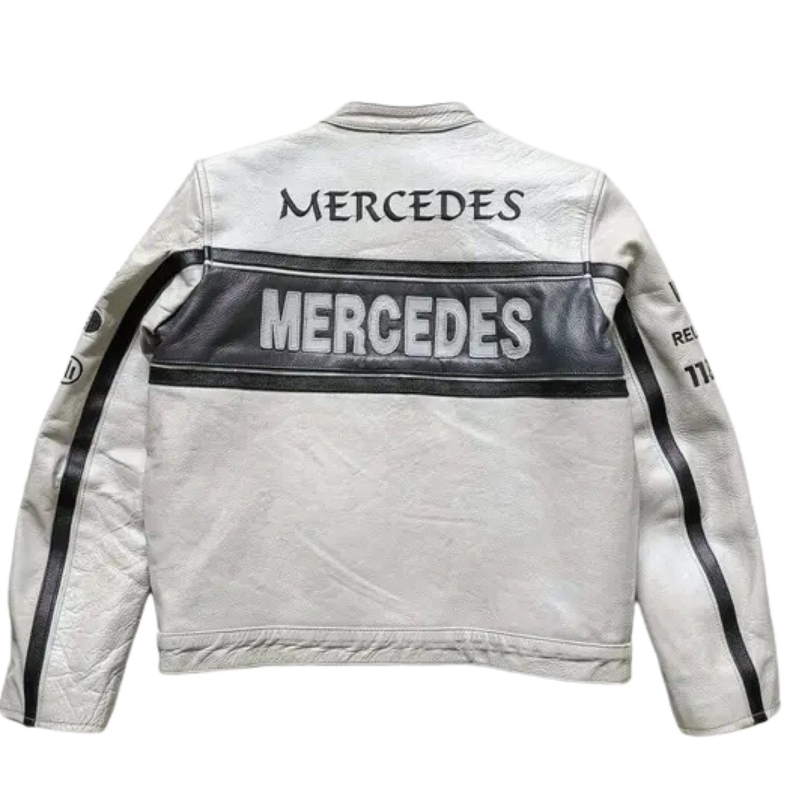 Mercedes Benz Racing Leather Jacket Rare Streetwear - Image 2