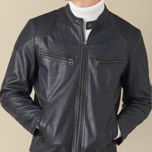 Drew Genuine Leather Jacket With Accordion Shoulder