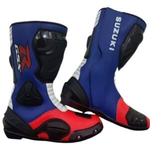 Suzuki Motorcycle Leather Boots Blue