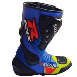 Suzuki Motorcycle Leather Boots Black Blue