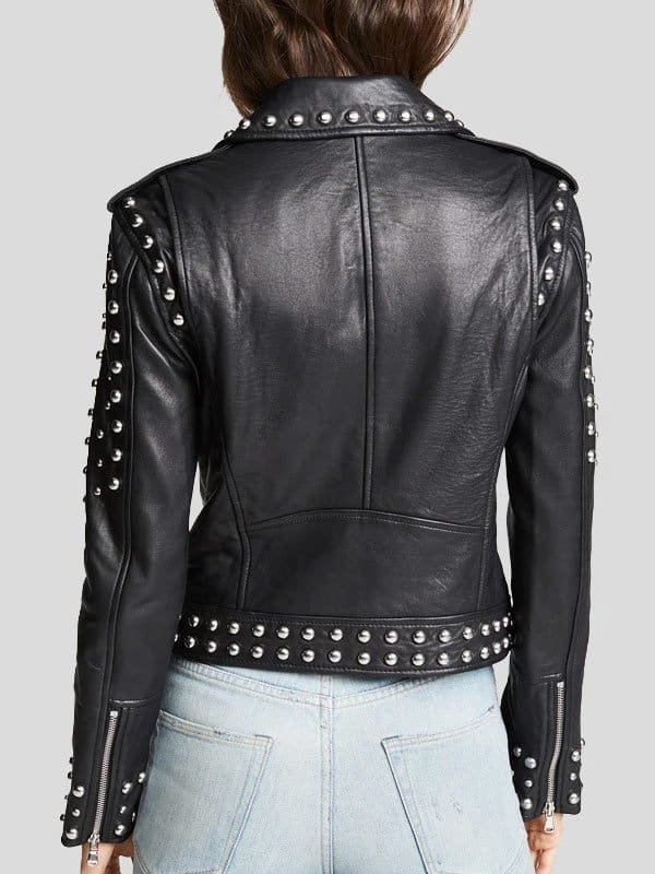Black Studded Leather Jacket - Image 2