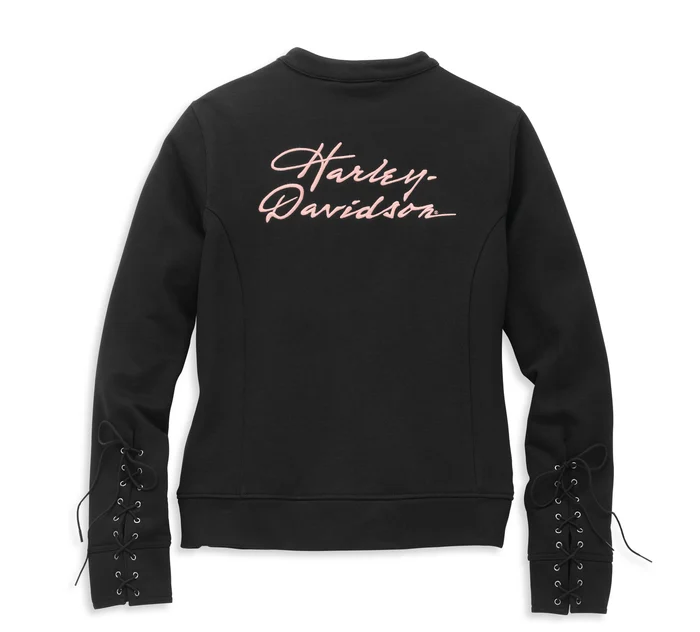 Women's Script Font Zip Front Knit Jacket - Image 2