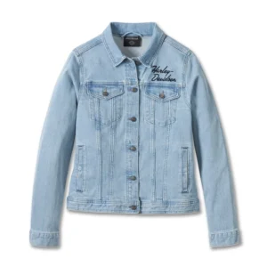 Women's Silver Wing Stretch Denim Jacket - Light Indigo