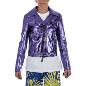 Metallic Purple Italianskins Women Leather Jacket