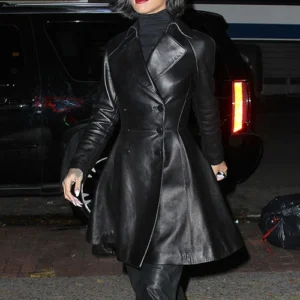 Rihanna Leather Trench Coat