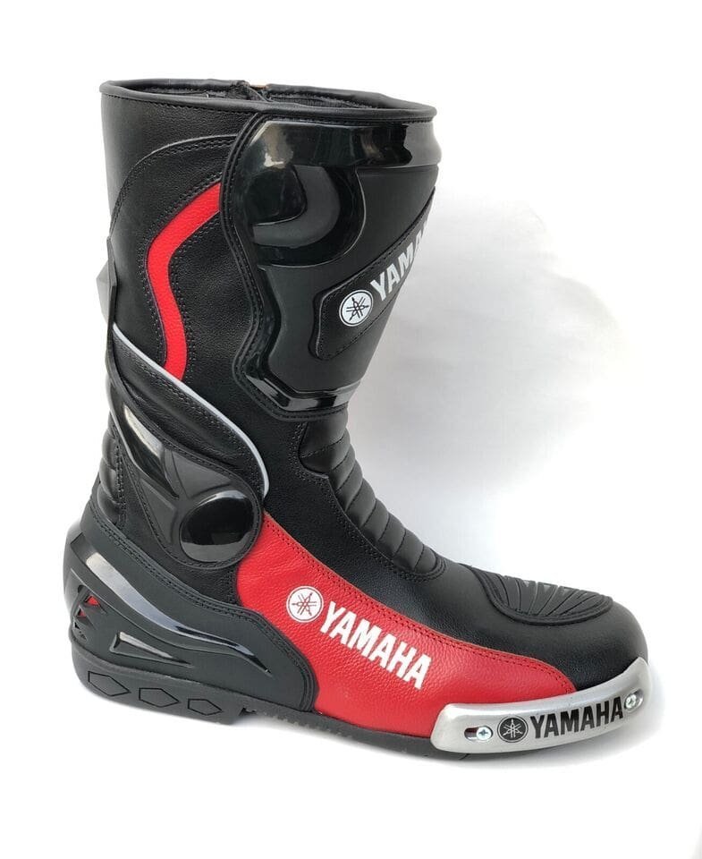 Yamaha Motorcycle Leather Boots Footwear Black & Red - Image 2